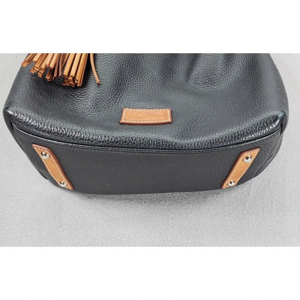 Dooney & Bourke‎ Black Tan Pebbled Leather Patterson Paige Shoulder Hobo Bag